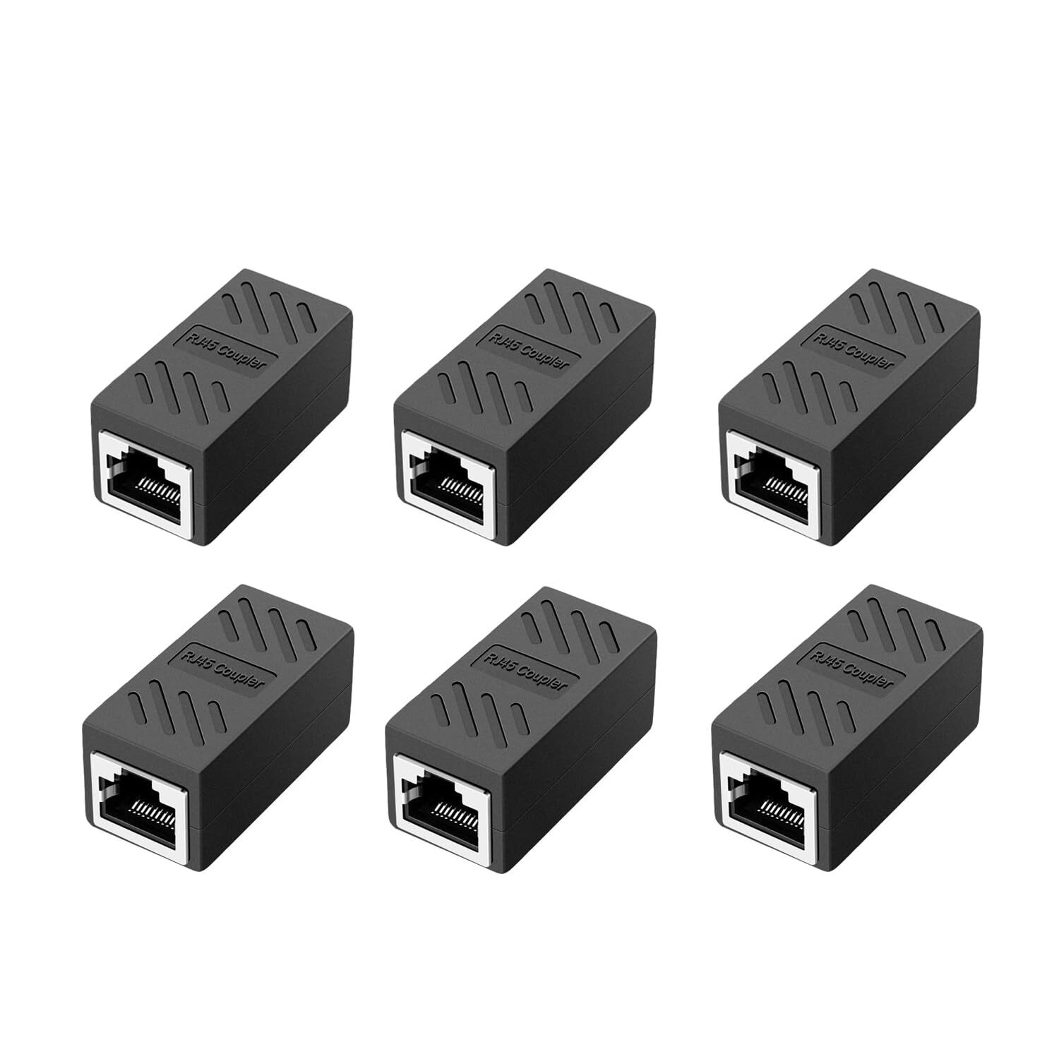 6-Pack Black RJ45 Ethernet Coupler Female to Female Inline Extender for Cat8/7