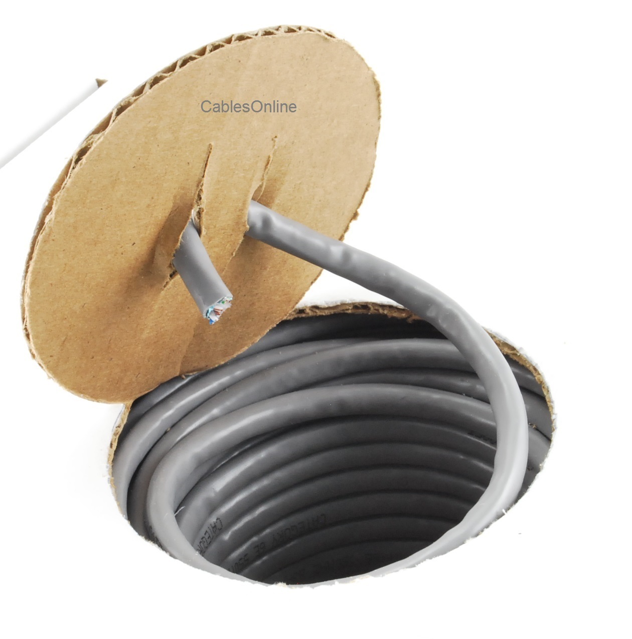 250ft CablesOnline CAT6e Shielded RJ45 FTP Solid Copper Grey Ethernet Bulk Cable