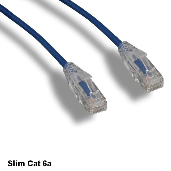 Kentek Blue 3ft UTP Slim Cat6a Cable 28AWG RJ45 Pure Copper Ethernet Network