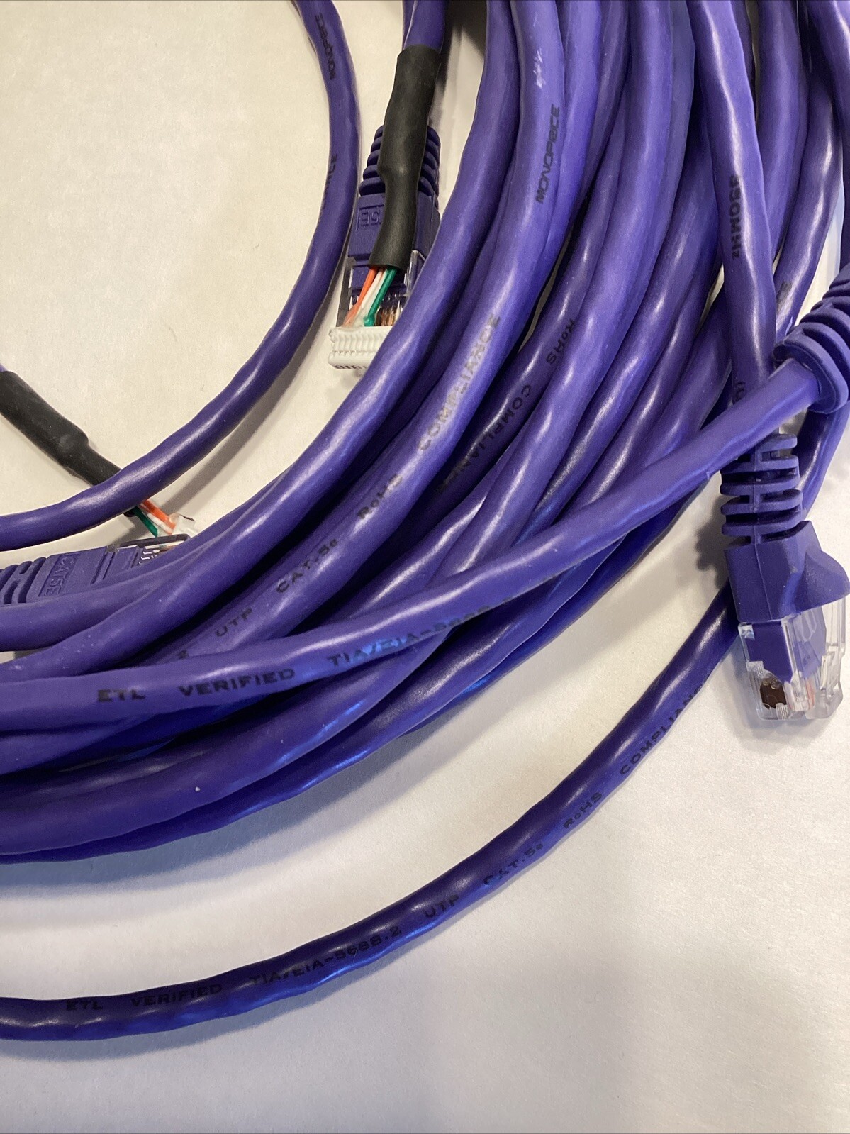 LOT 26 Monoprice 2 FT 24AWG Cat5e 350MHz UTP Ethernet Network Cable Purple 568B