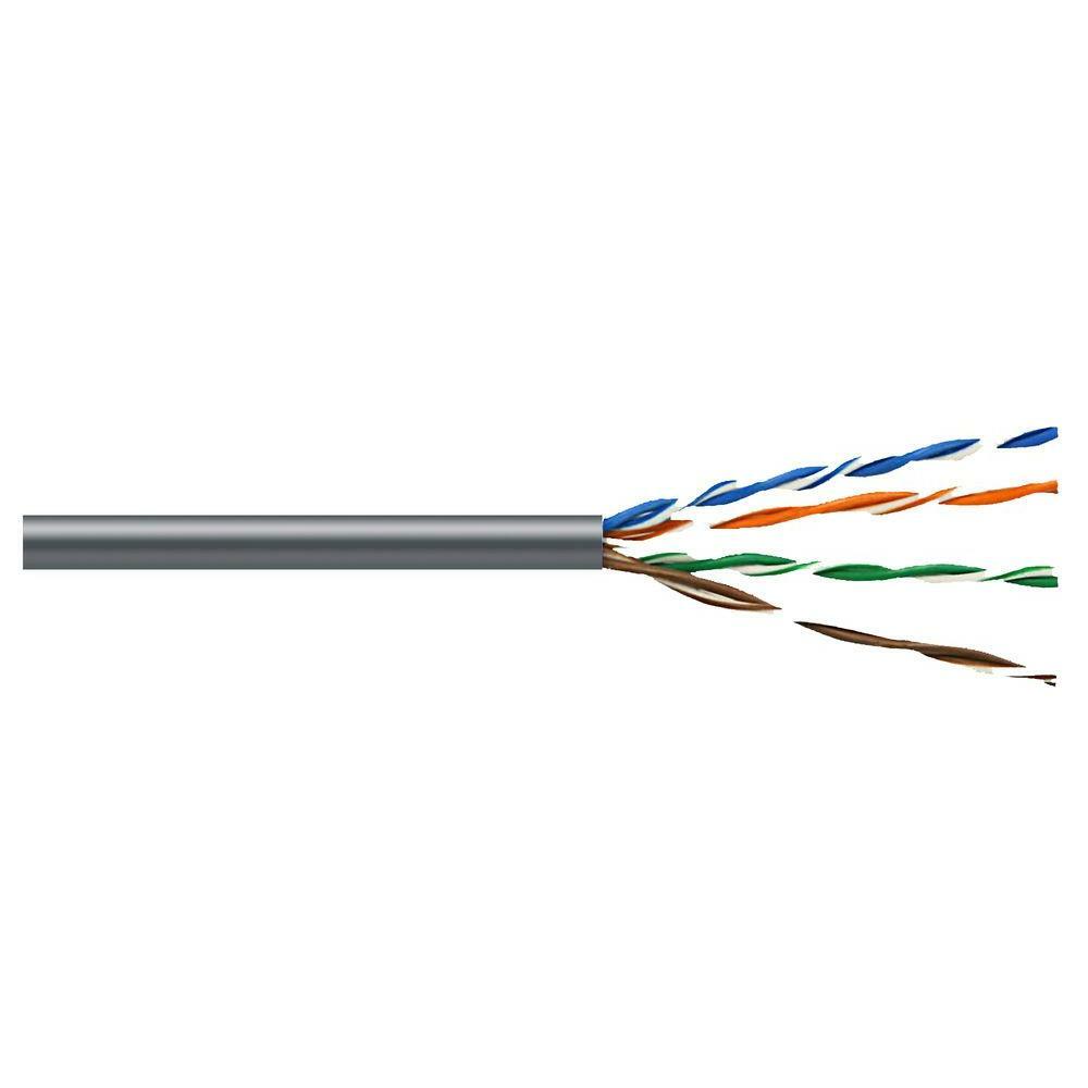CAT5E CABLE UTP 1000FT GREY SOLID WIRE BULK ETHERNET LAN NETWORK RJ45