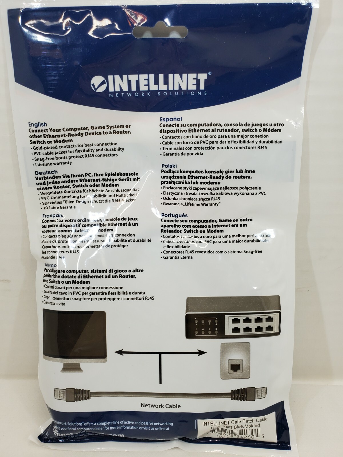 Intellinet Network Solutions Cat6 RJ-45 Male/RJ-45 Male UTP Network Patch Cable