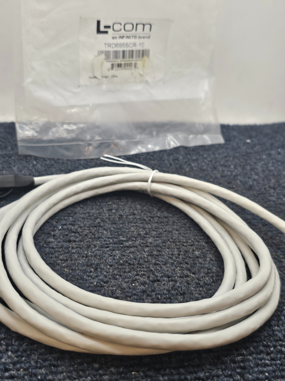 L-COM TRD695SCR-10 10FT Shielded Cat 6 Cable, RJ45 / RJ45 PVC Jacket Gray