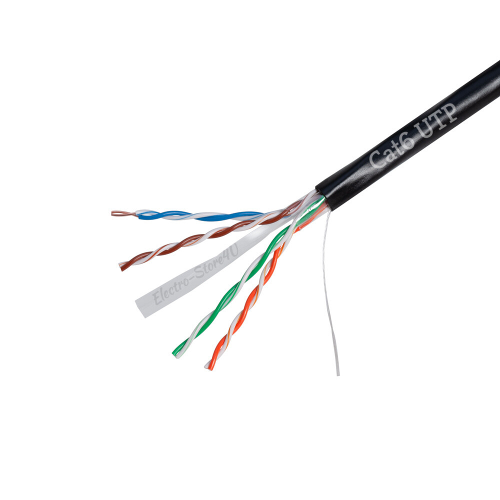 500ft Cat6 Outdoor Ethernet Cable UV Rated 23AWG UTP Solid Direct Burial Black