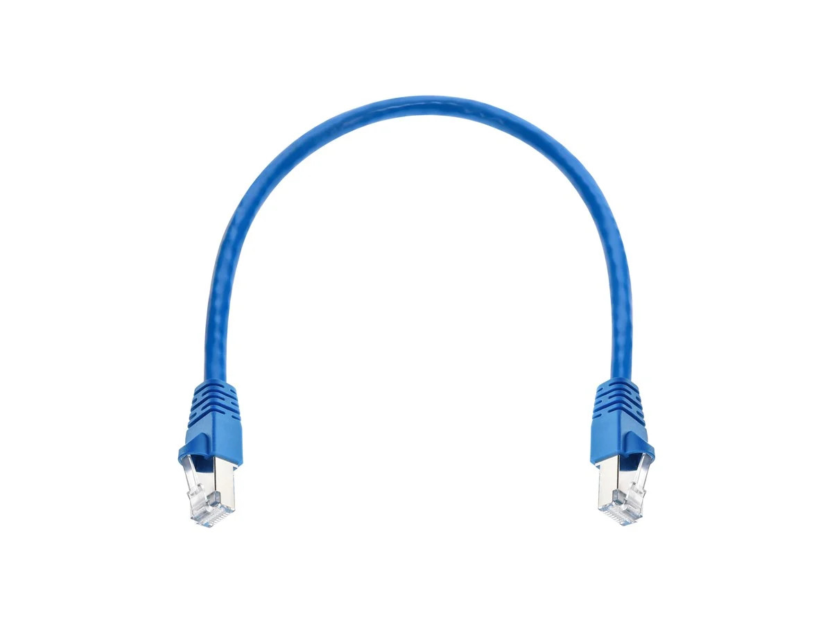 Cat6A Ethernet Patch Cable – Snagless RJ45, 550Mhz, STP, 10G, 26AWG, 1ft, Blue