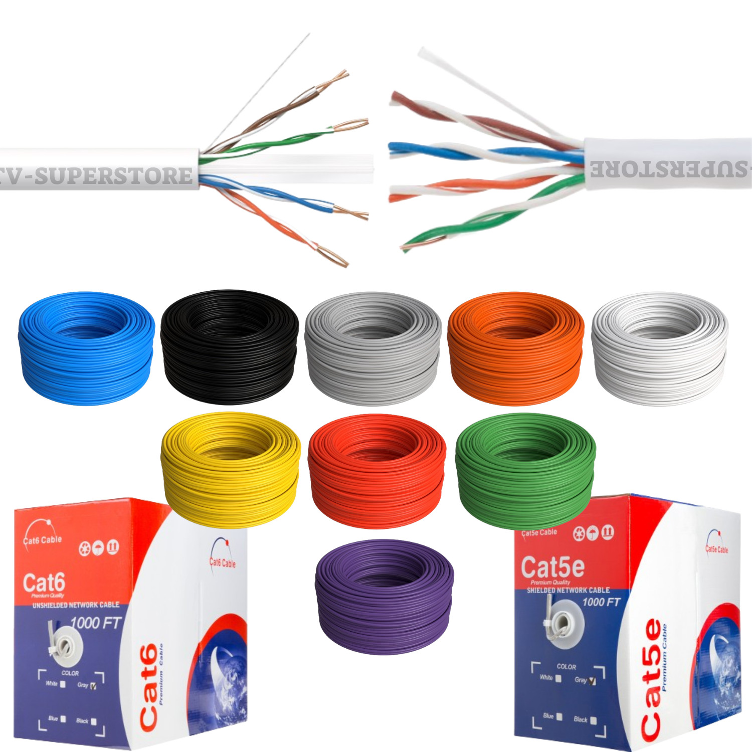500ft/1000ft CAT5e/CAT6 Ethernet Cable Professional Network UTP CCA High Speed