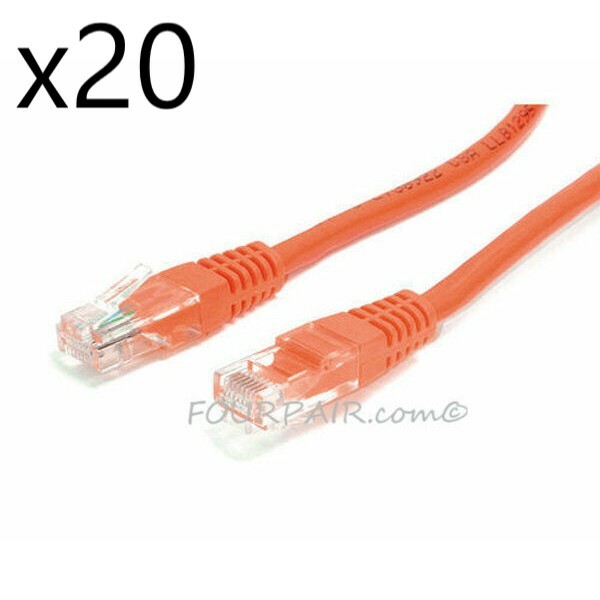 20 Pack Lot 15ft CAT6 Ethernet Network LAN Router Patch Cable Cord Wire Orange
