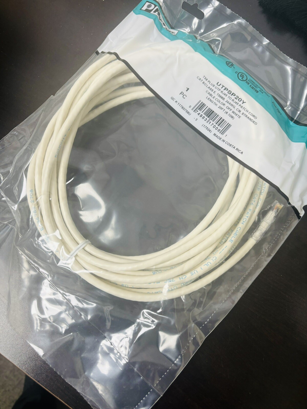 UTPSP20Y (Panduit) TX6 CAT6 Patch Cord 24awg Stranded Off White Color Jacket