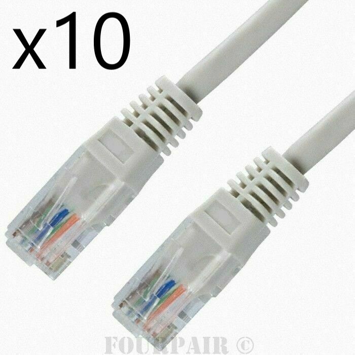 10 Pack Lot – 1ft CAT5e Ethernet Network LAN Router Patch Cable Cord Wire Gray
