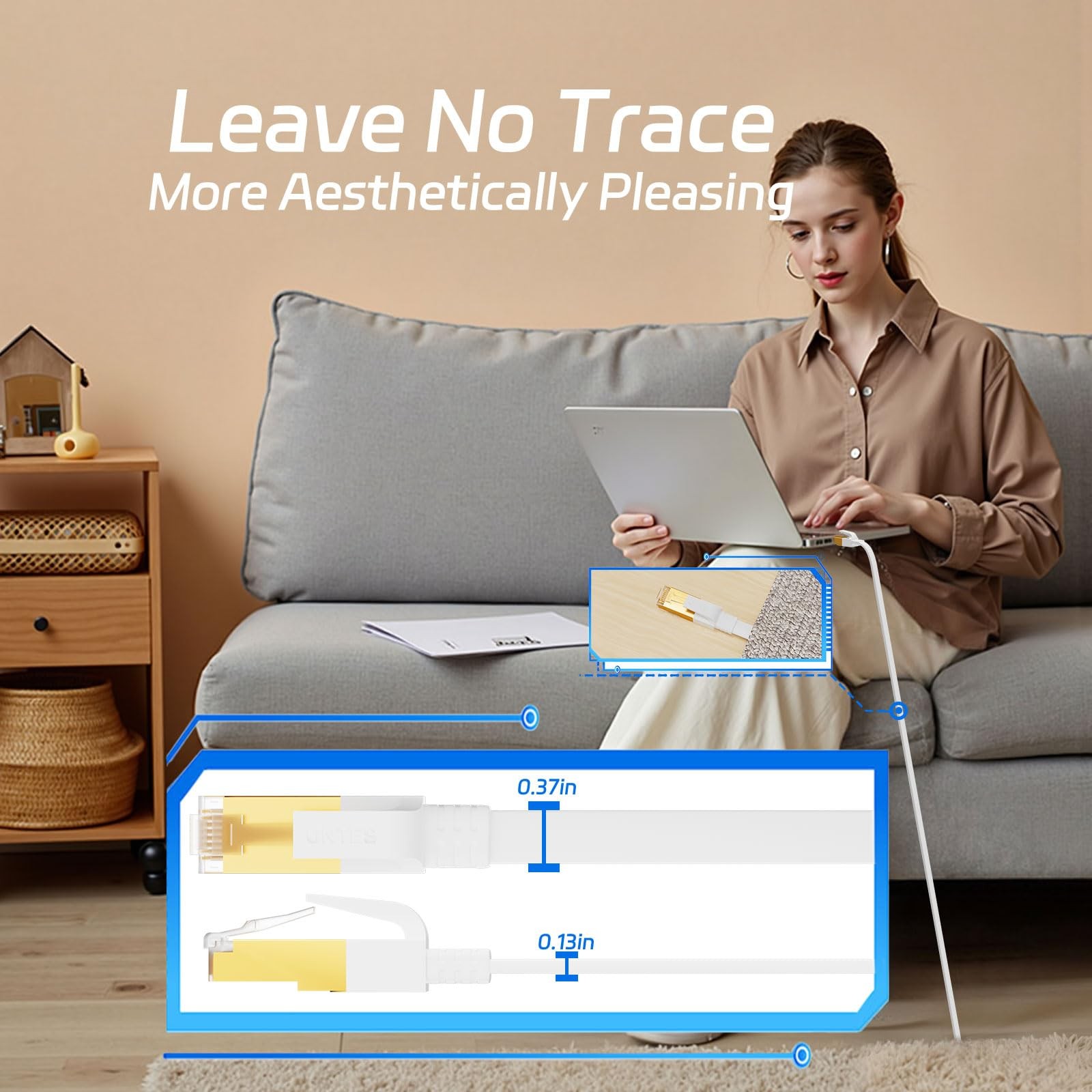 Ethernet Cable 40 FT, Cat 8 Ethernet Cable, High-Speed Internet Cable Network