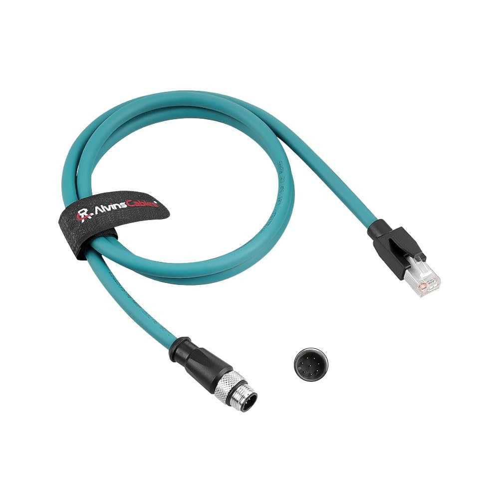 3.3ft M12 A-Code 8 Pin to RJ45 Cat6a Ethernet Cable for Industrial Automation