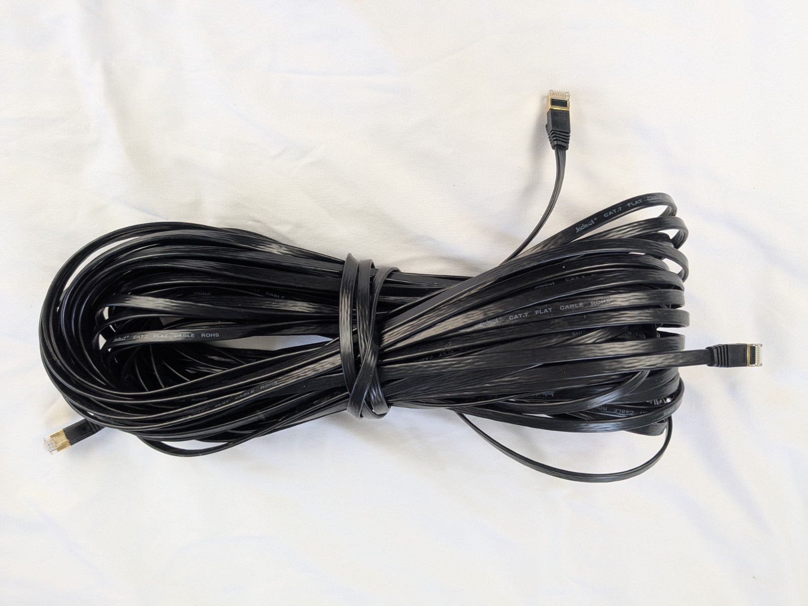2x 50ft Ethernet Cabal Jabaol Cat.7 Flat Black Cable Rohs