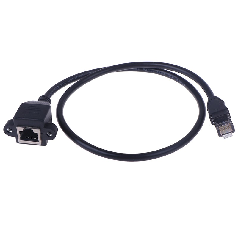 1Pc RJ45 Male to Female Screw Panel Mount Ethernet LAN Network Extension Cab.t2