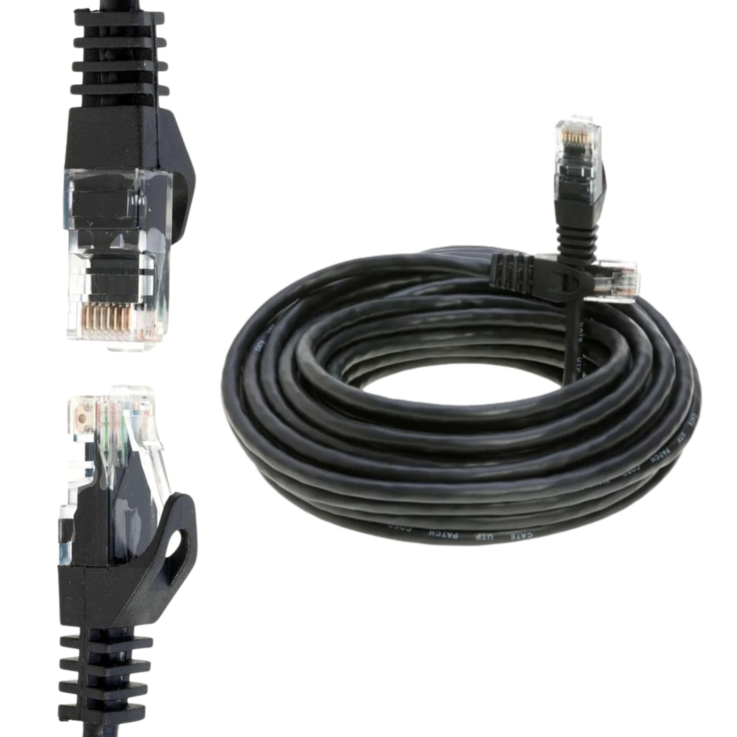 RJ45 CAT6 Ethernet Network Cable Black 5ft 15ft 25ft 30ft 50ft 100ft 200ft LOT