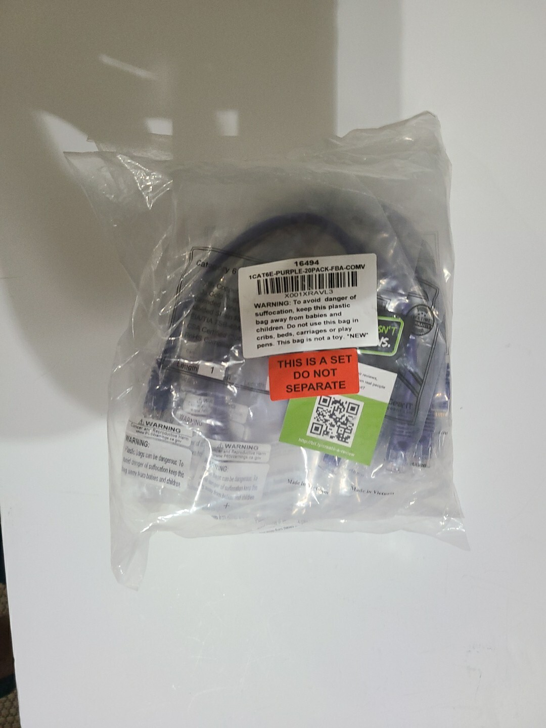GearIT Cat 6 Snagless Patch Ethernet Computer LAN Cable 1 Foot Black Pack of 20