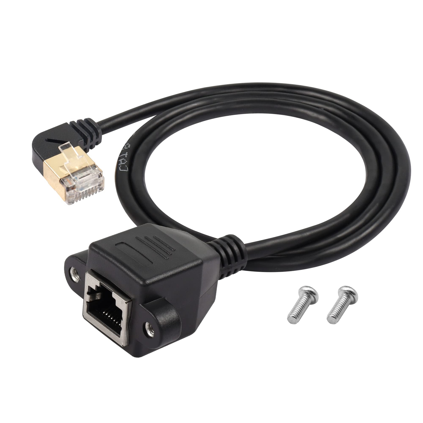 90 Degree Left Angle Cat8 Lan Cable Rj45 Male To Female Shielded Ethernet Networ