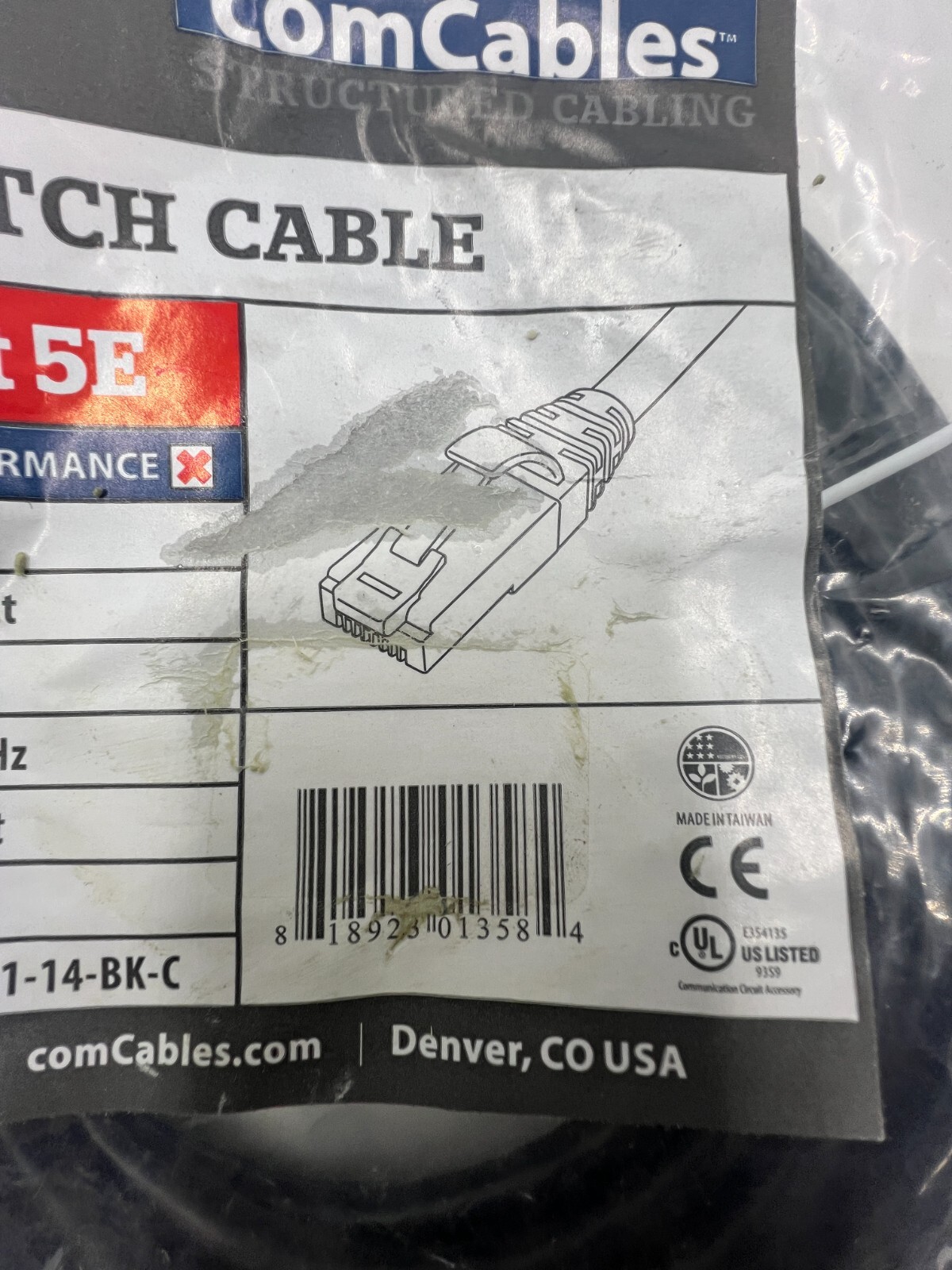(QTY 2) ComCables CAT5e Patch Cable,14′ Black Gigabit PVC 100MHz N-10111-14-BK-C