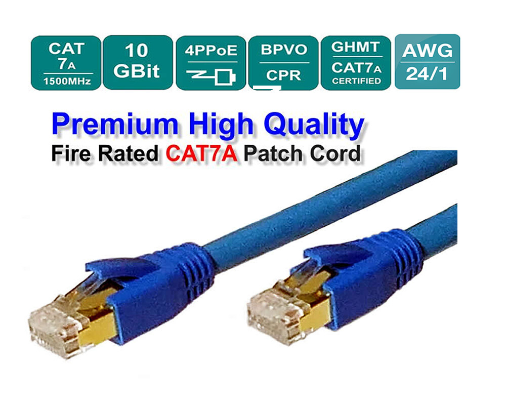 Premium Quality CAT8 CAT7A High Speed Fire Rated Ethernet Cable 3~100ft Lot