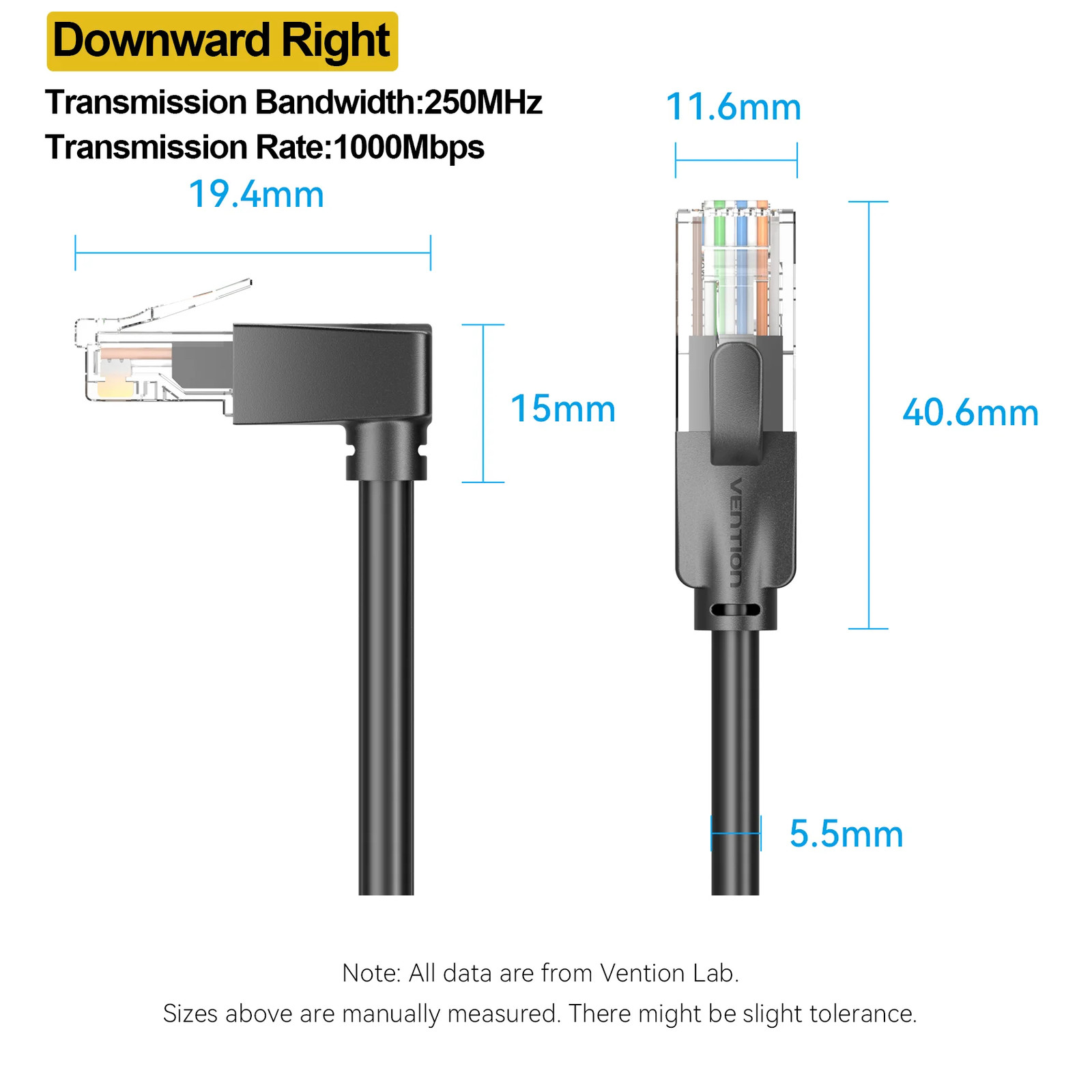 Vention CAT6 Ethernet Cable 90 Degree 1000Mbps 250MHz LAN Network Cord 1-10m