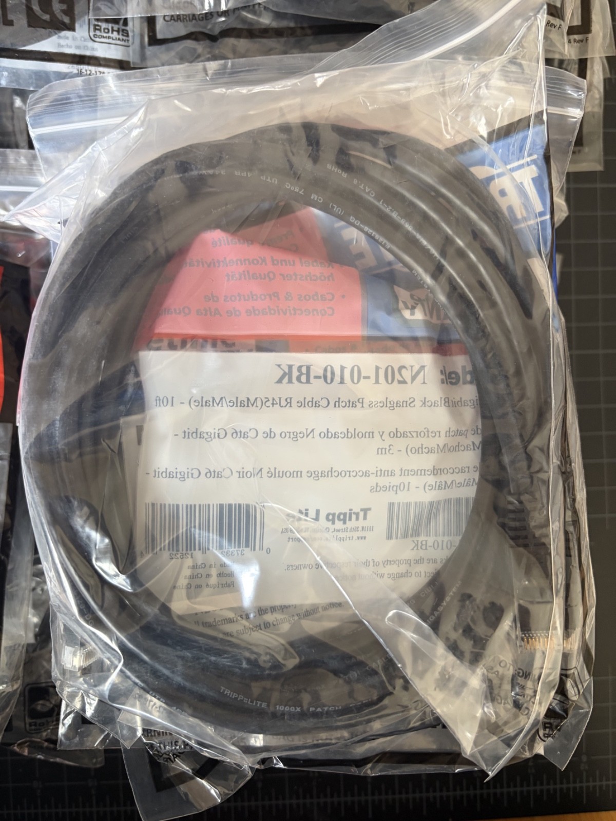 LOT OF 40 – Tripp Lite Cat6 10 FT Gigabit RJ45 Male Snagless Cable Black – New