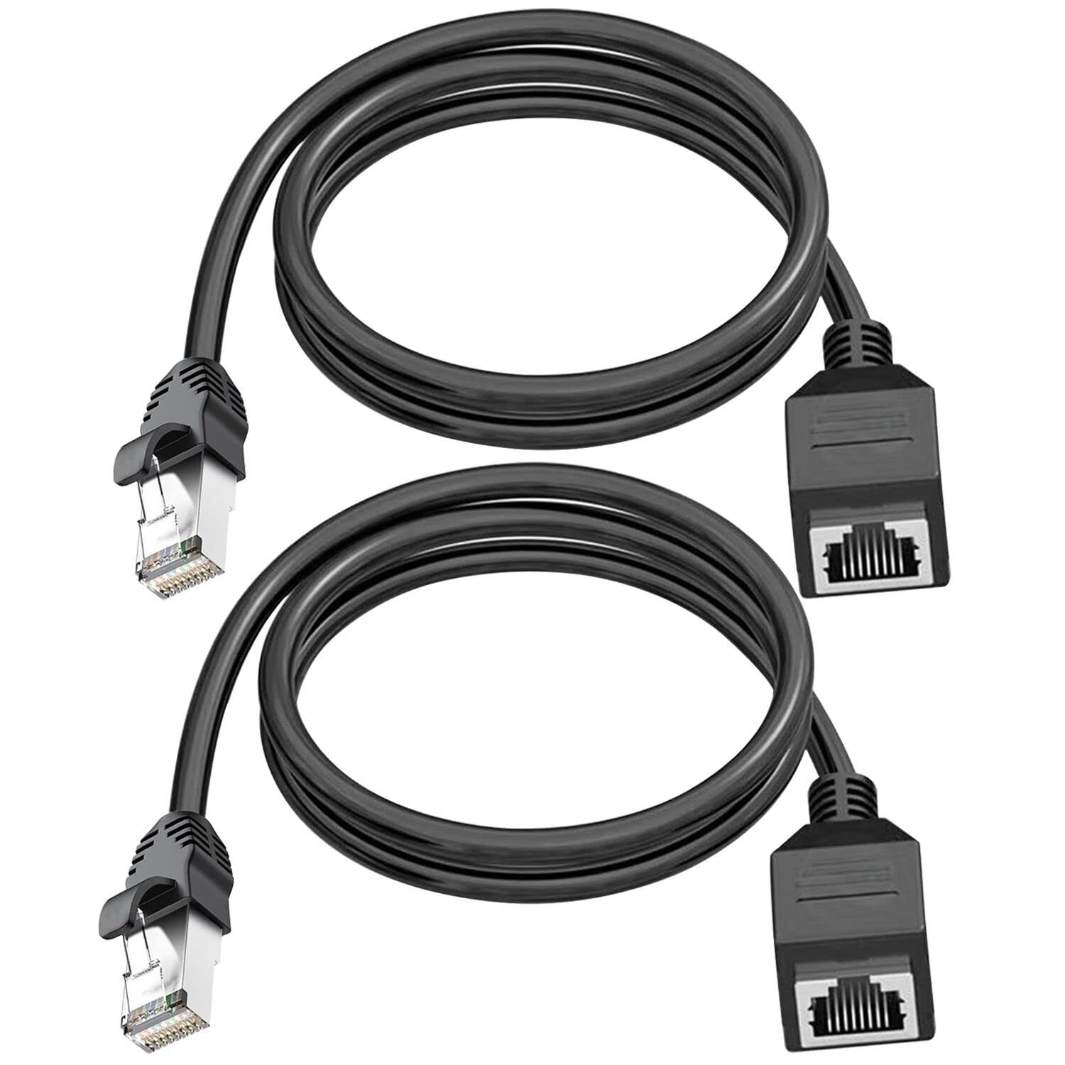Ethernet Extension RJ45 Male To Female LAN Patch Extender 2Ft/60cm 2 PCS