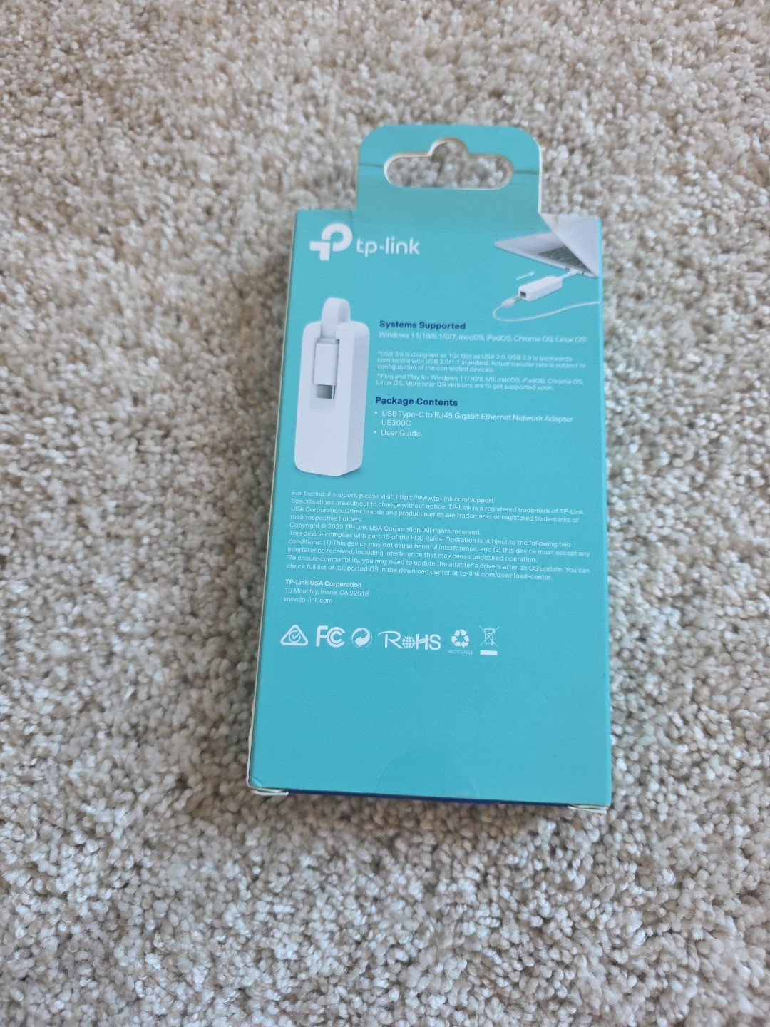 TP-Link USB C To Ethernet Adapter (UE300C) White NEW – Factory Sealed