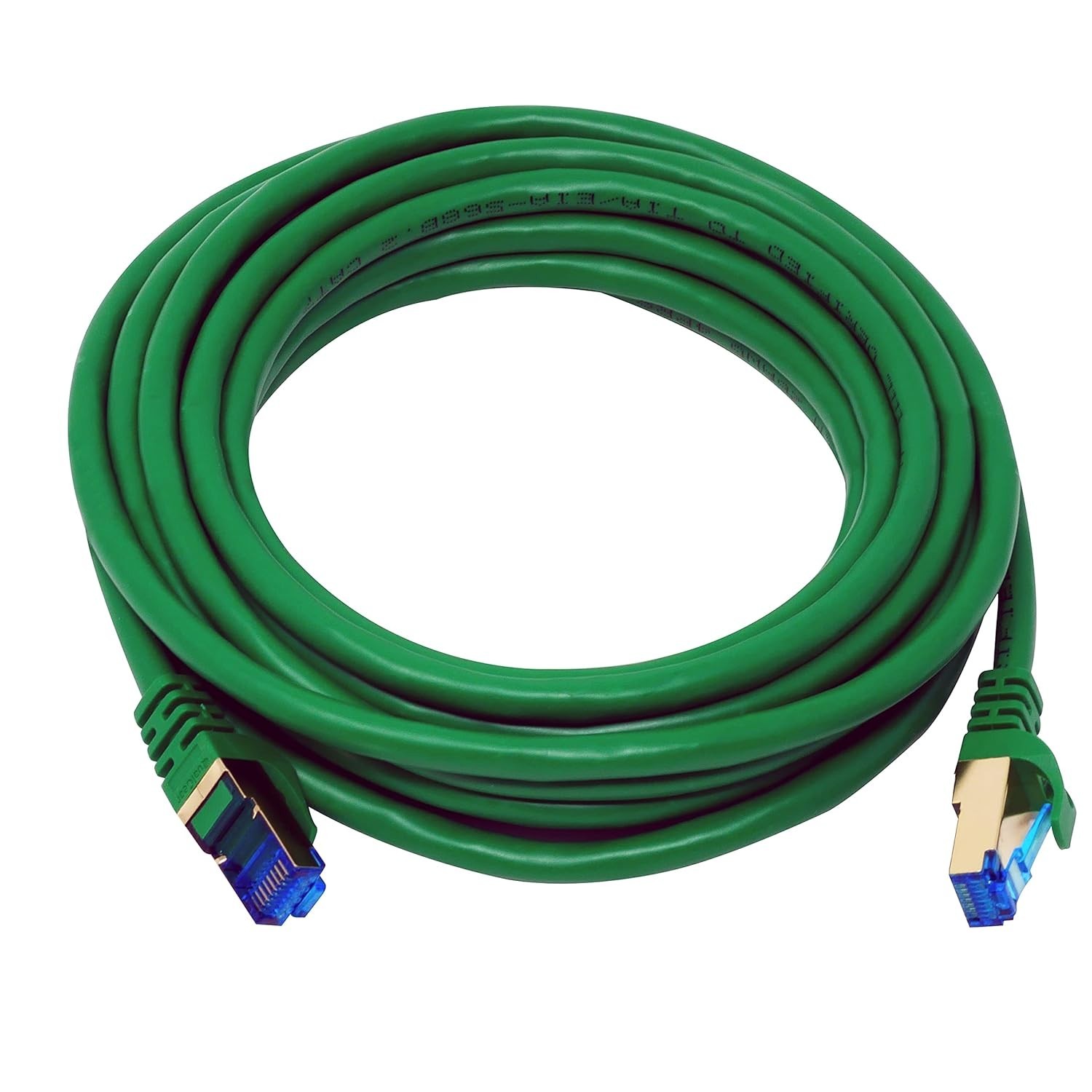 QUALGEAR RJ45 Cat 7 Ethernet Patch Cable 10Gpbs High-Speed 600MHz 15-ft Green