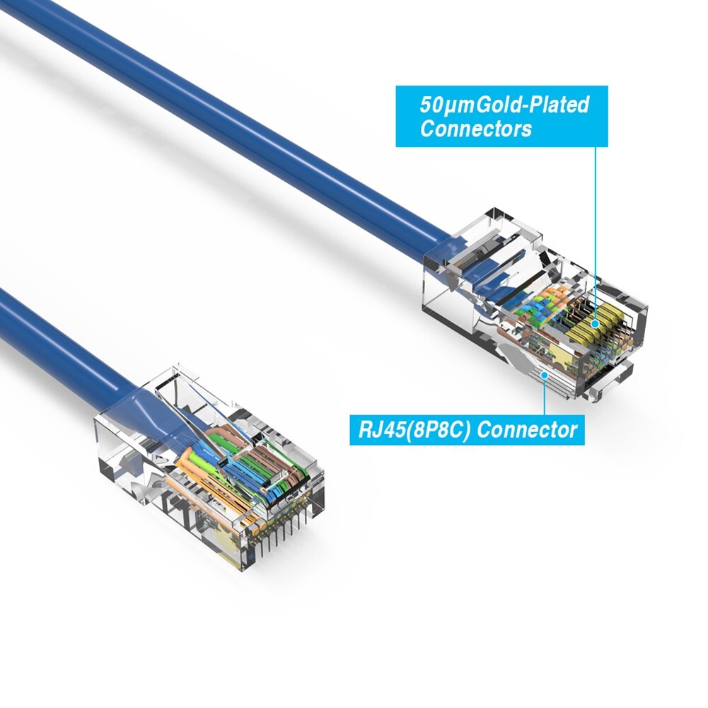 200FT Cat5E RJ45 Ethernet LAN Network UTP Non-Boot Patch Cable Copper 24AWG Blue