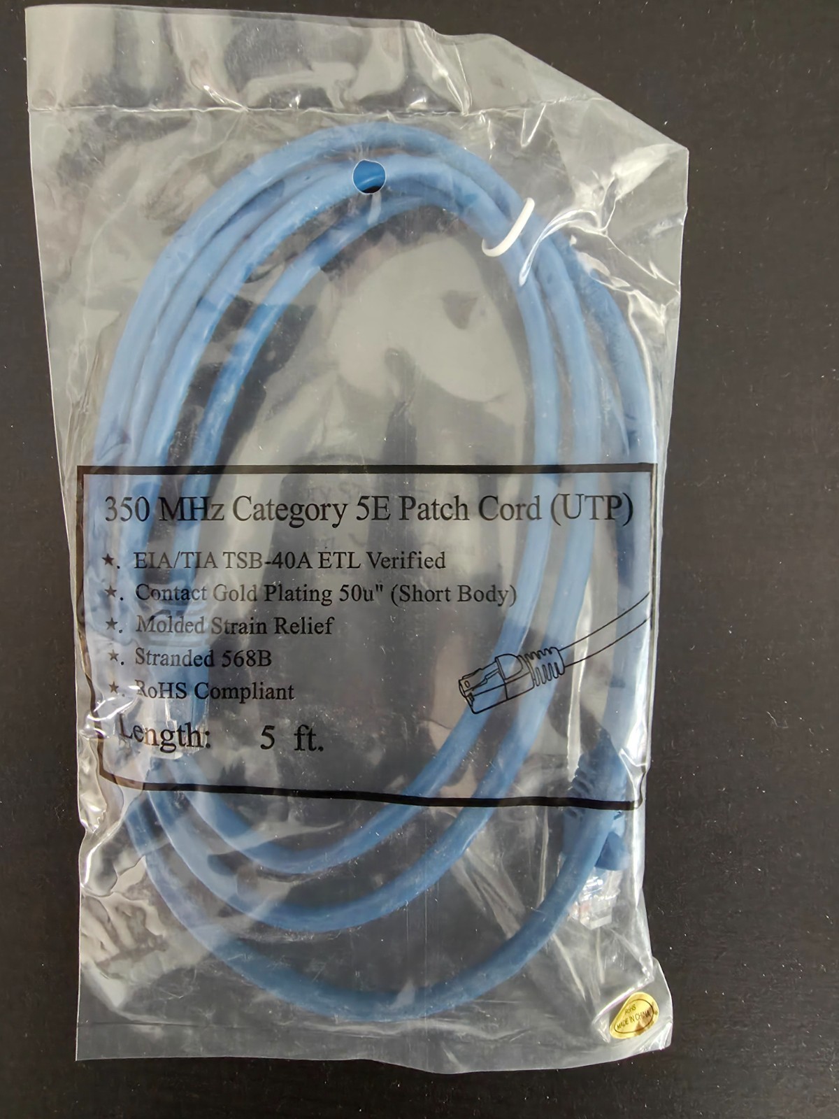 lot of 9 packs of 5′ category 5E ethernet cat5 patch cord UTP blue