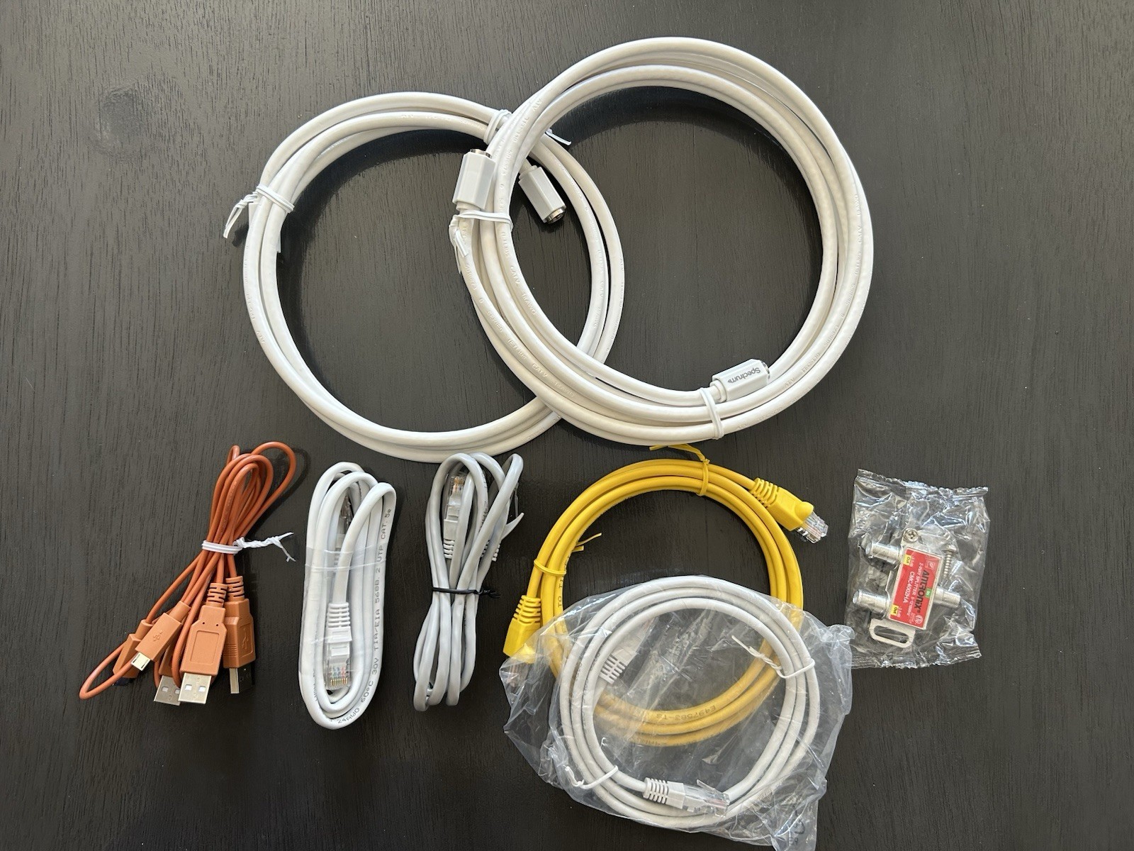 Lot of New Cables – Ethernet, Splitter, Micro USB (see Description For Details)
