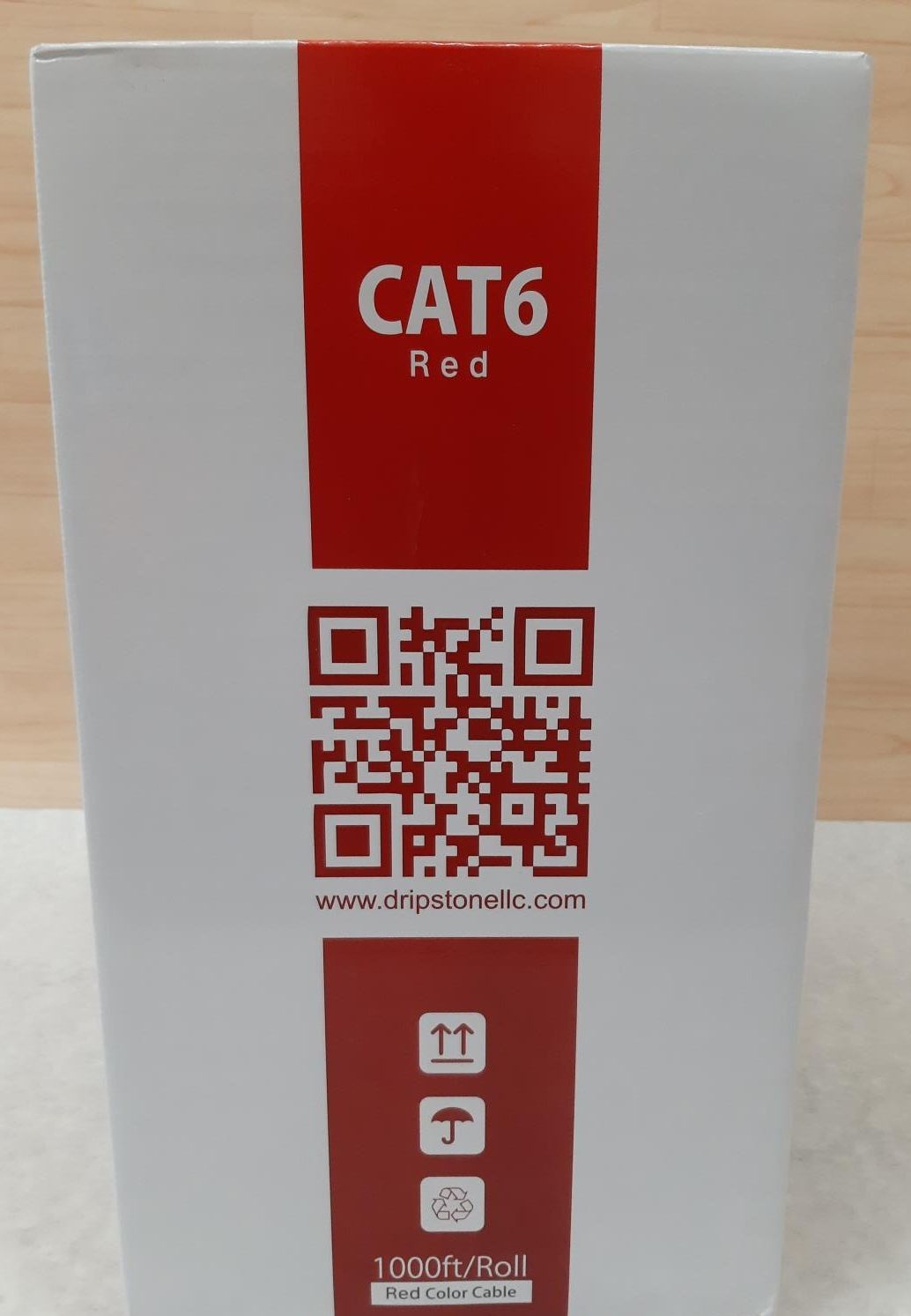 Dripstone 1000 Ft Roll CAT6 UTP Cable 4Pair 23AWG 1/0.57mm CCA PVC Jacket Red