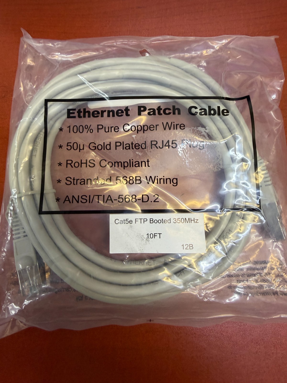 CAT5e Rj45 Patch Cable Gray Ethernet Lan Modem Ethernet 10 Feet * Package of 10