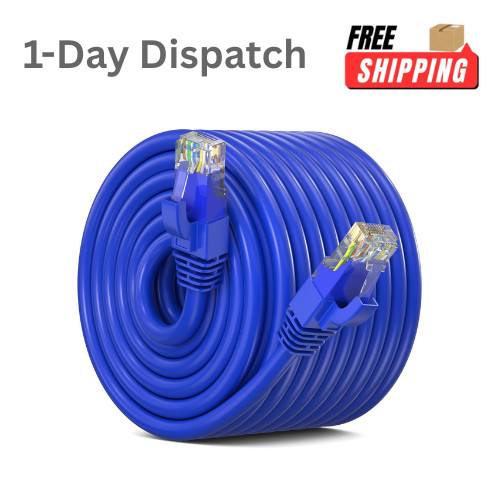 Maximm CAT6 Ethernet Cable 300 ft Blue Indoor Outdoor Waterproof