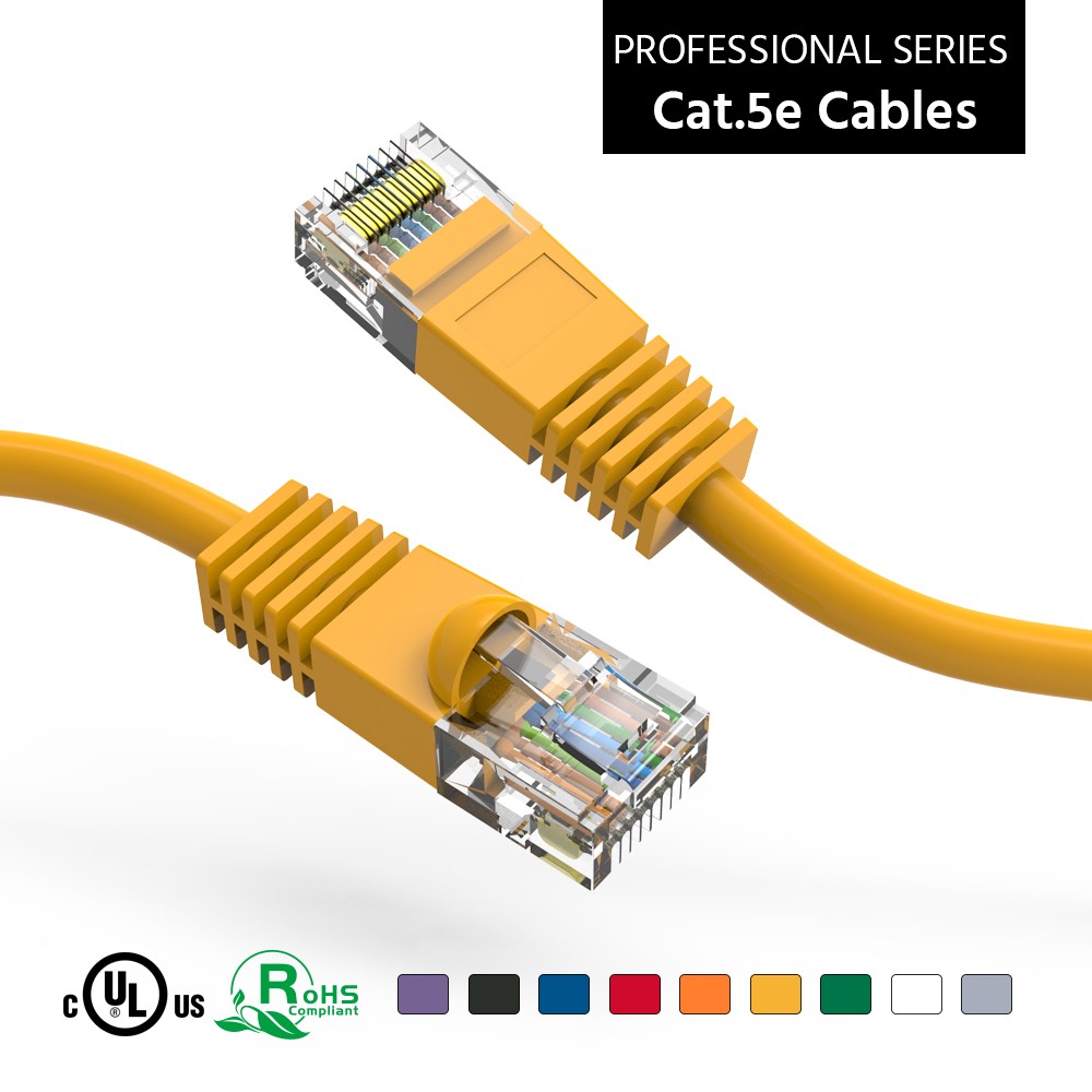 20 Pack of 1.5Ft CAT5E UTP Ethernet Network Booted Cable Yellow