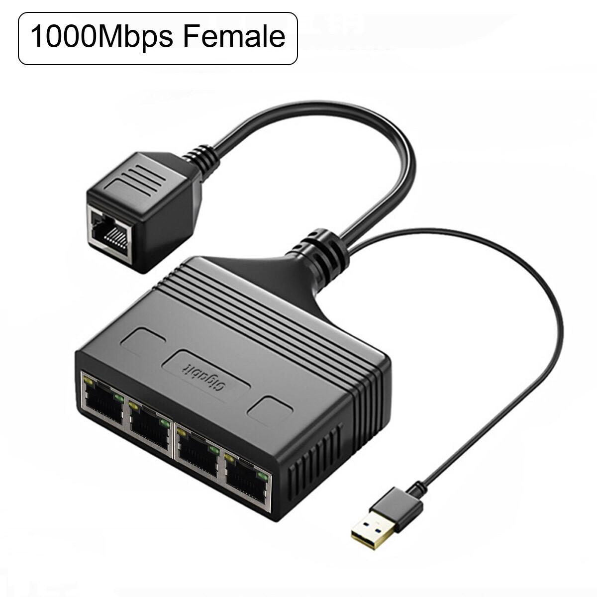 1000Mbps Splitter Ethernet RJ45 Cable Adapter Internets 1 IN 4 Out LAN Network