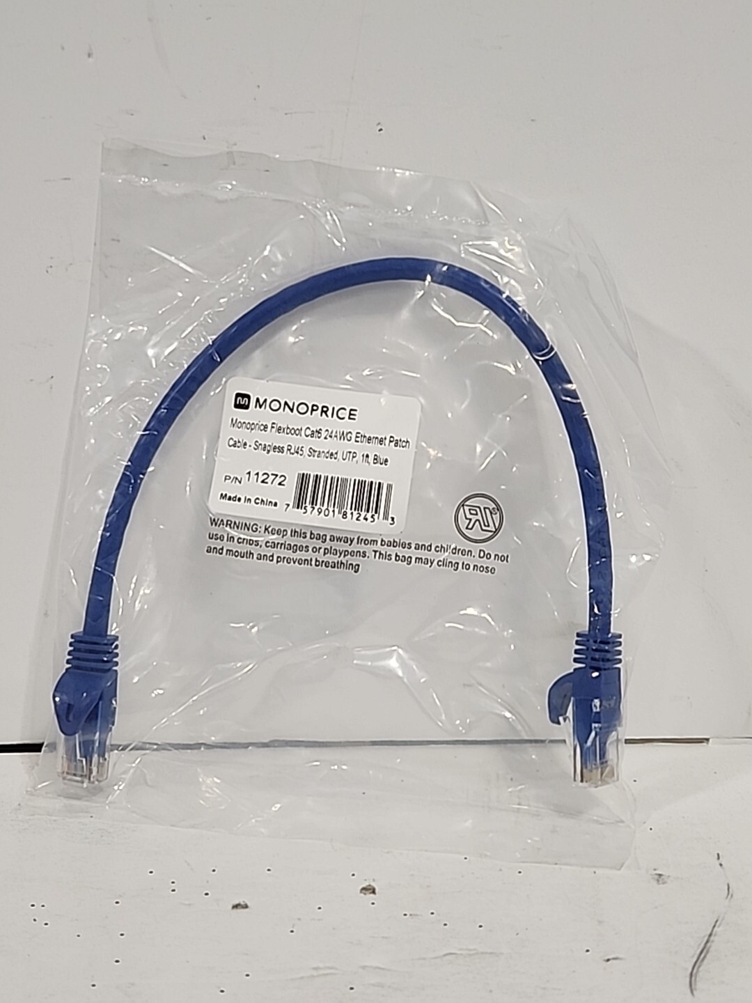 MONOPRICE 11272 Patch Cords, Cat 6, Flexboot, BLUE, 1.0 ft.
