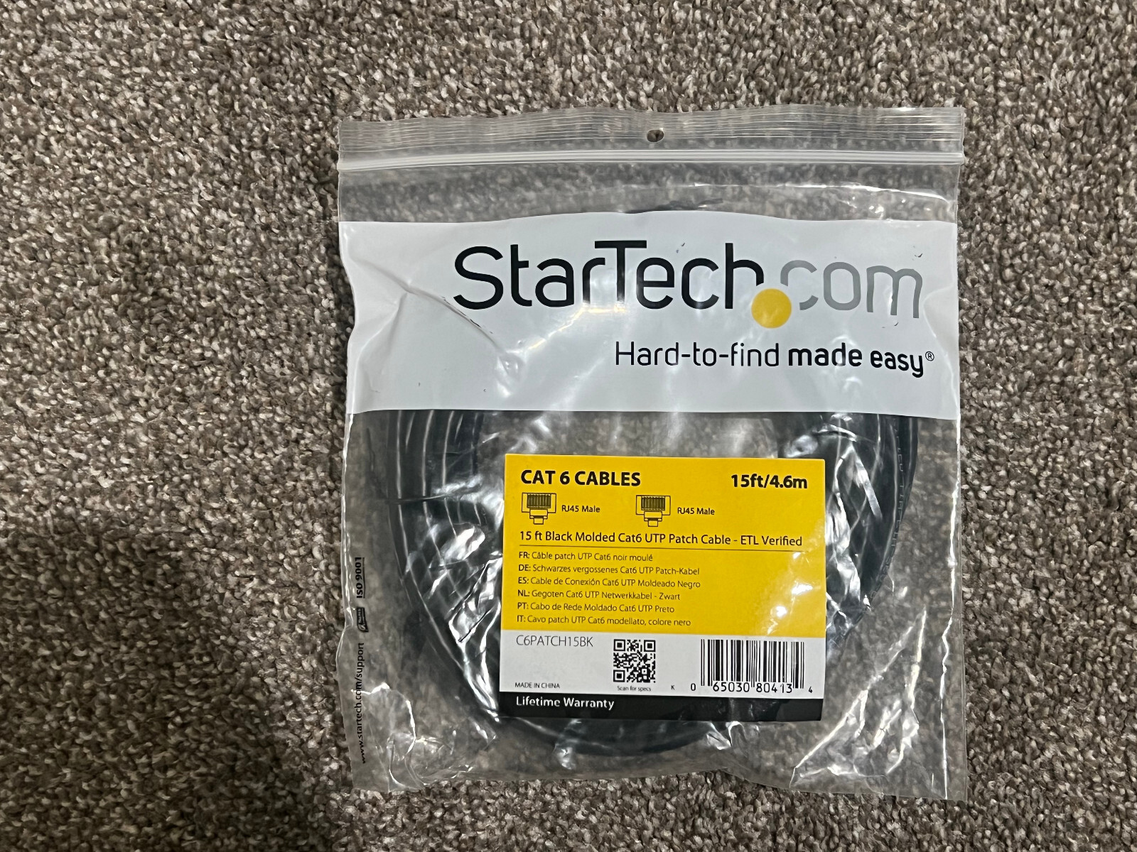 StarTech.com 15ft CAT6 Ethernet Cable – Black CAT 6 Gigabit Ethernet Wire