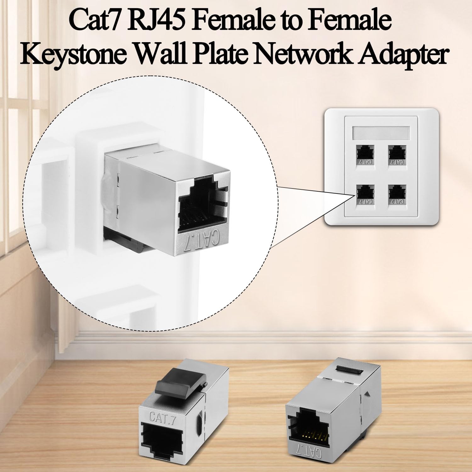 Cat7 RJ45 Keystone Jack Coupler Female Ethernet Network Adapter Module 2 PCS