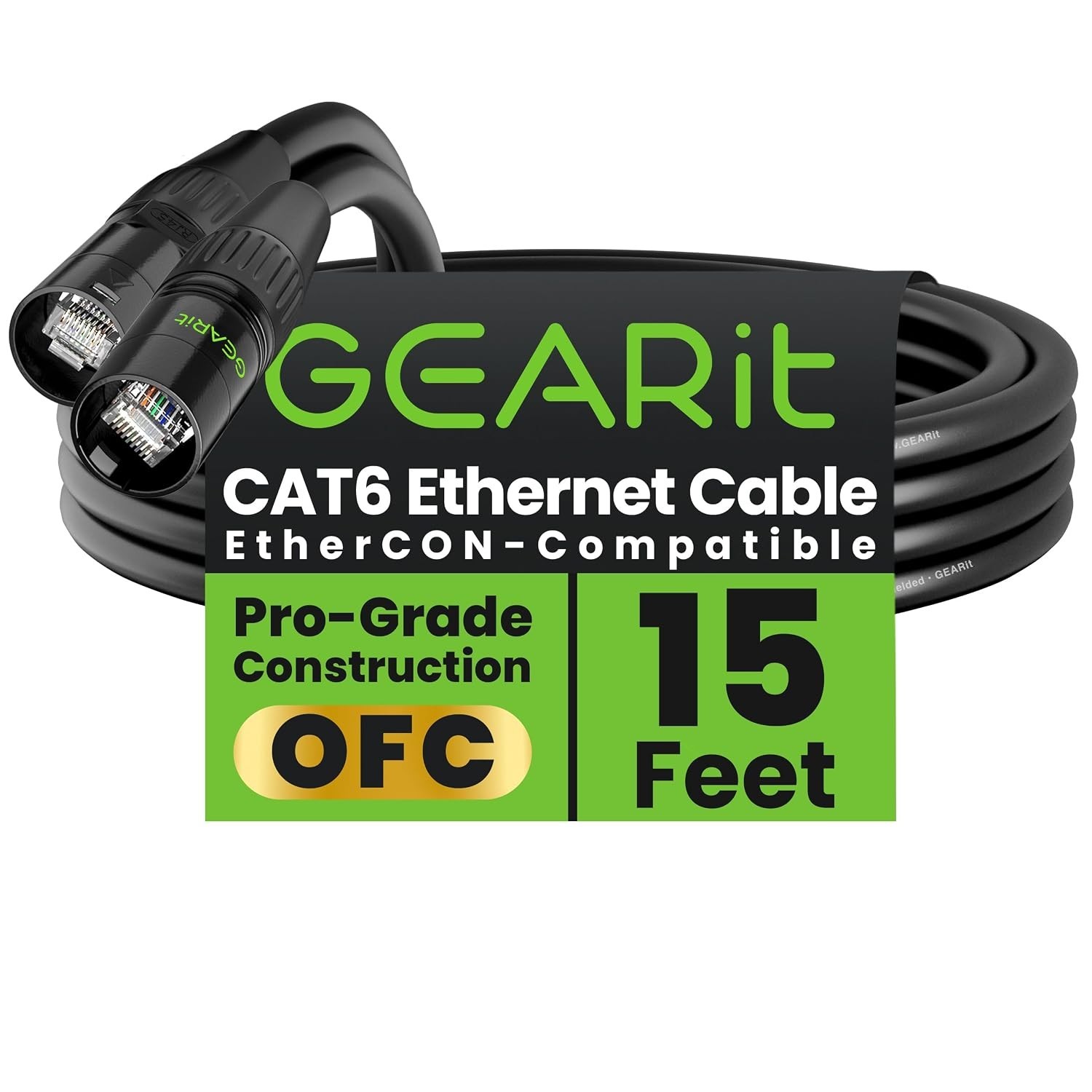 Pro Audio & Lighting RJ45 Ethercon-Compatible Cable – 15ft