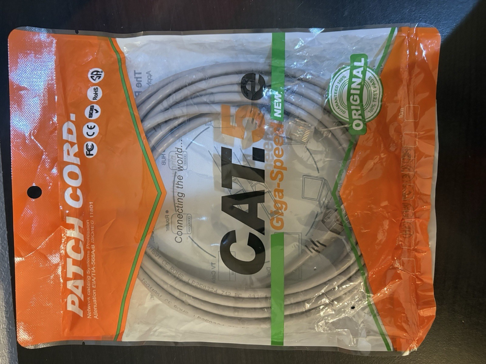 CAT.5.e Patch Cable Giga-Speed New & Sealed EIA/TIA-568A/B, ISO/IEC 11801