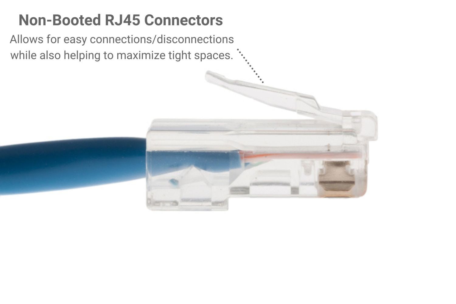 CAT6 Ethernet Patch Cable, Non-Booted, 1 Foot, Blue – Lifetime Warranty