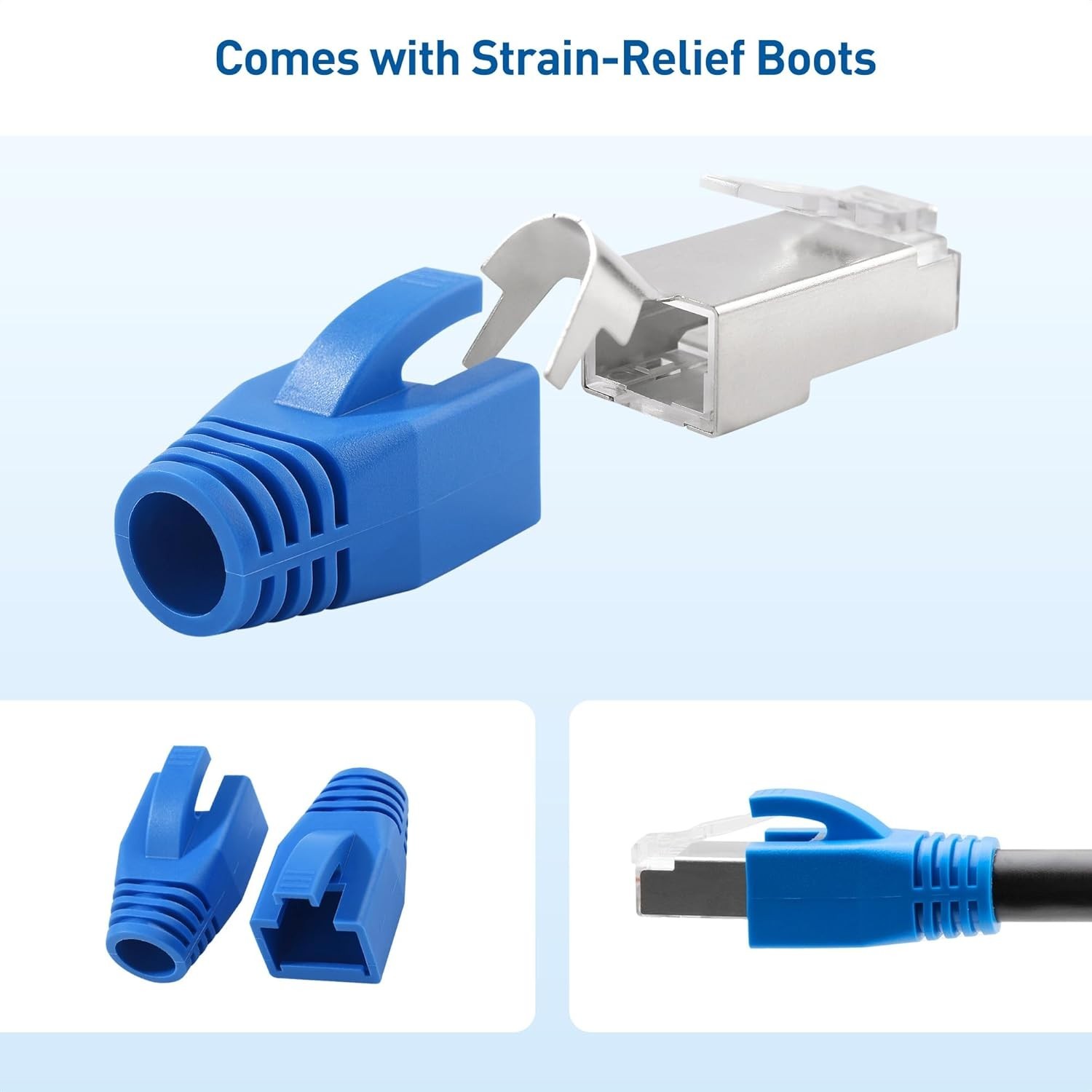 20-Pack Shielded Cat8 RJ45 Pass-Through Connectors, 23-24AWG