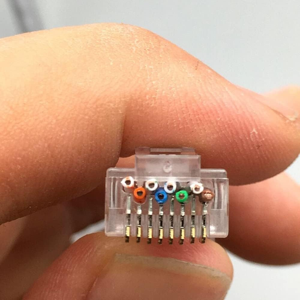 RJ45 Cat6A Cat6 Pass through Connectors 50Pack 23AWG End Bold Ethernet 8P8C Gold