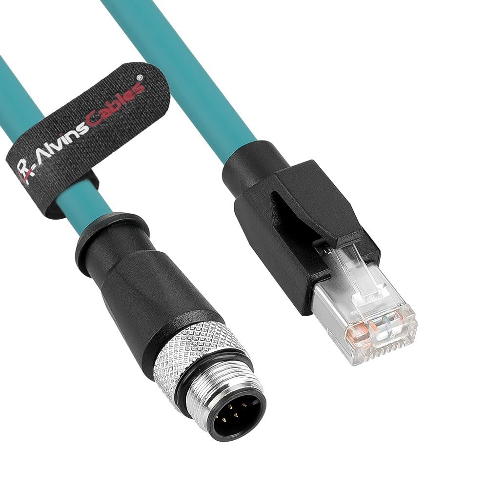 3.3ft M12 A-Code 8 Pin to RJ45 Cat6a Ethernet Cable for Industrial Automation