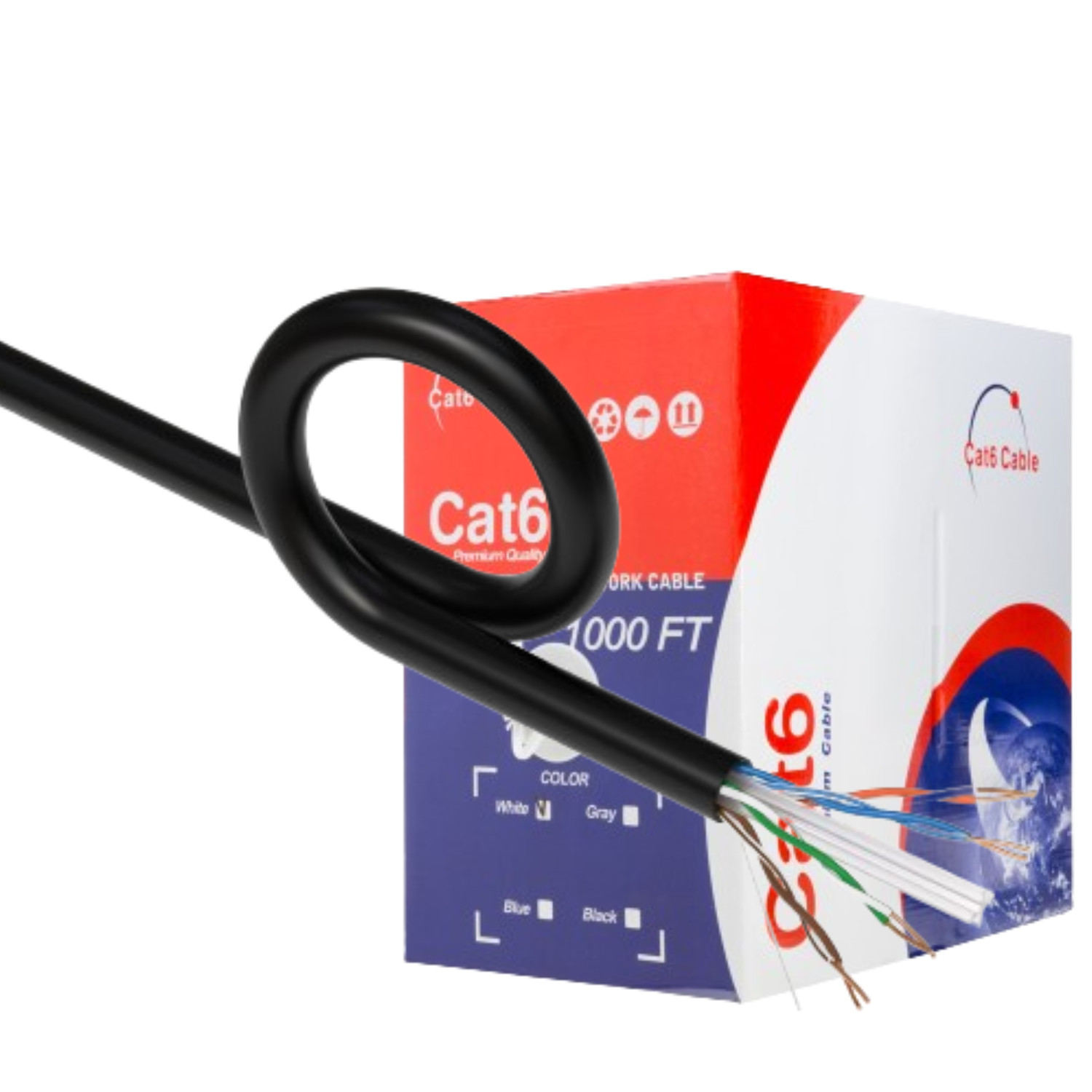 CAT6 1000FT UTP SOLID 23 AWG NETWORK ETHERNET CABLE BULK WIRE 550MHz LAN BLACK