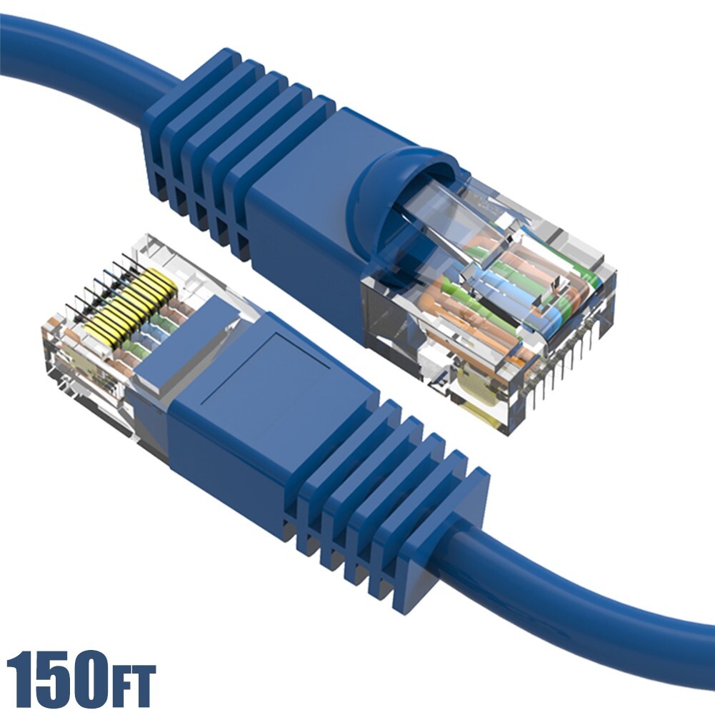 150FT Cat6 RJ45 Network LAN Ethernet UTP Patch Cable Snagless Boot 24AWG Blue
