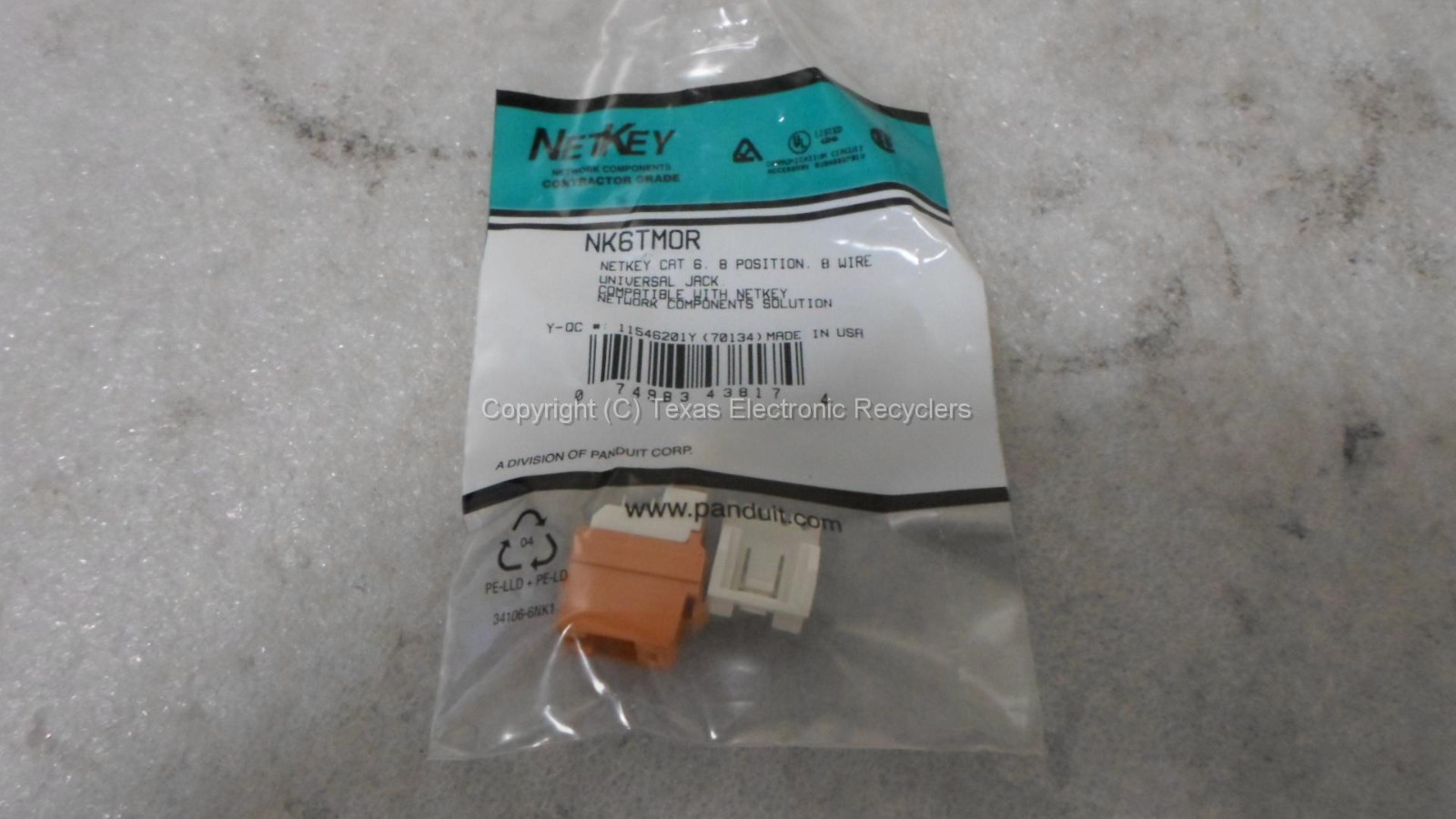 LOT OF 5 – NetKey NK6TM0R CAT6 8 Position 8 Wire Universal Jack
