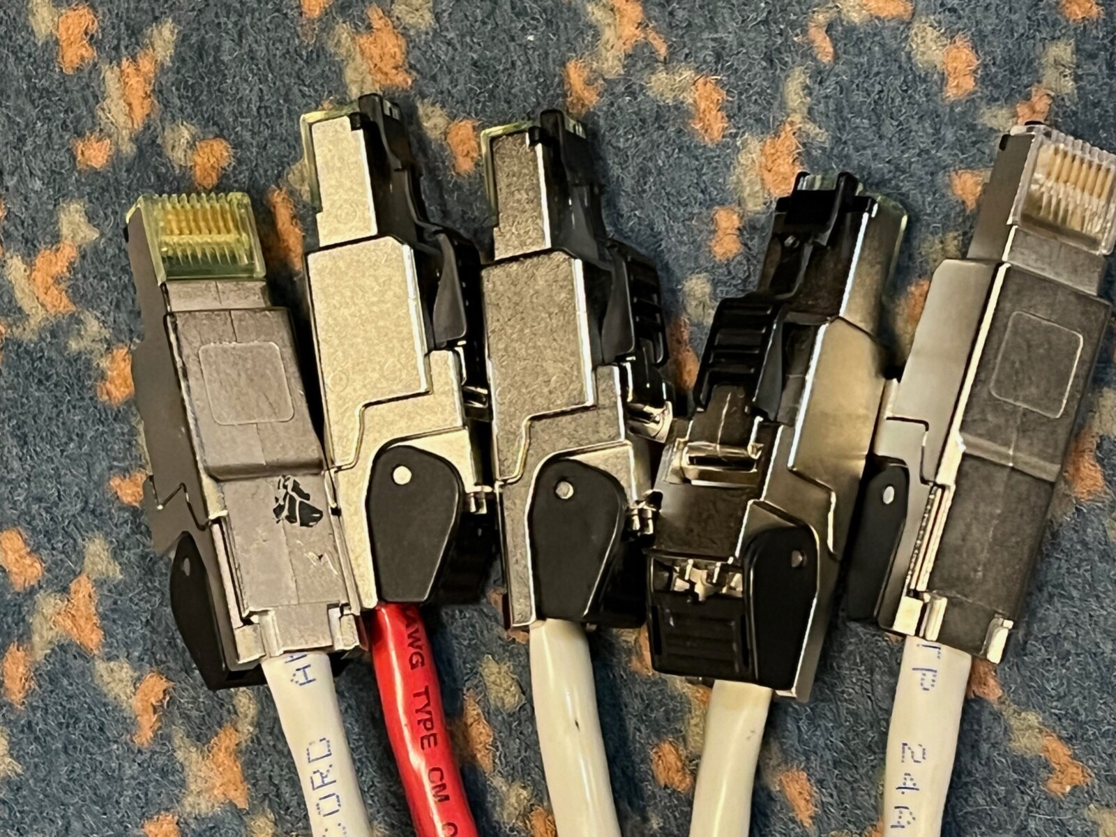 RJ45 Industrial Ethernet Cat6, Extreme Rugged, Sheilded Connectors, 5 pieces