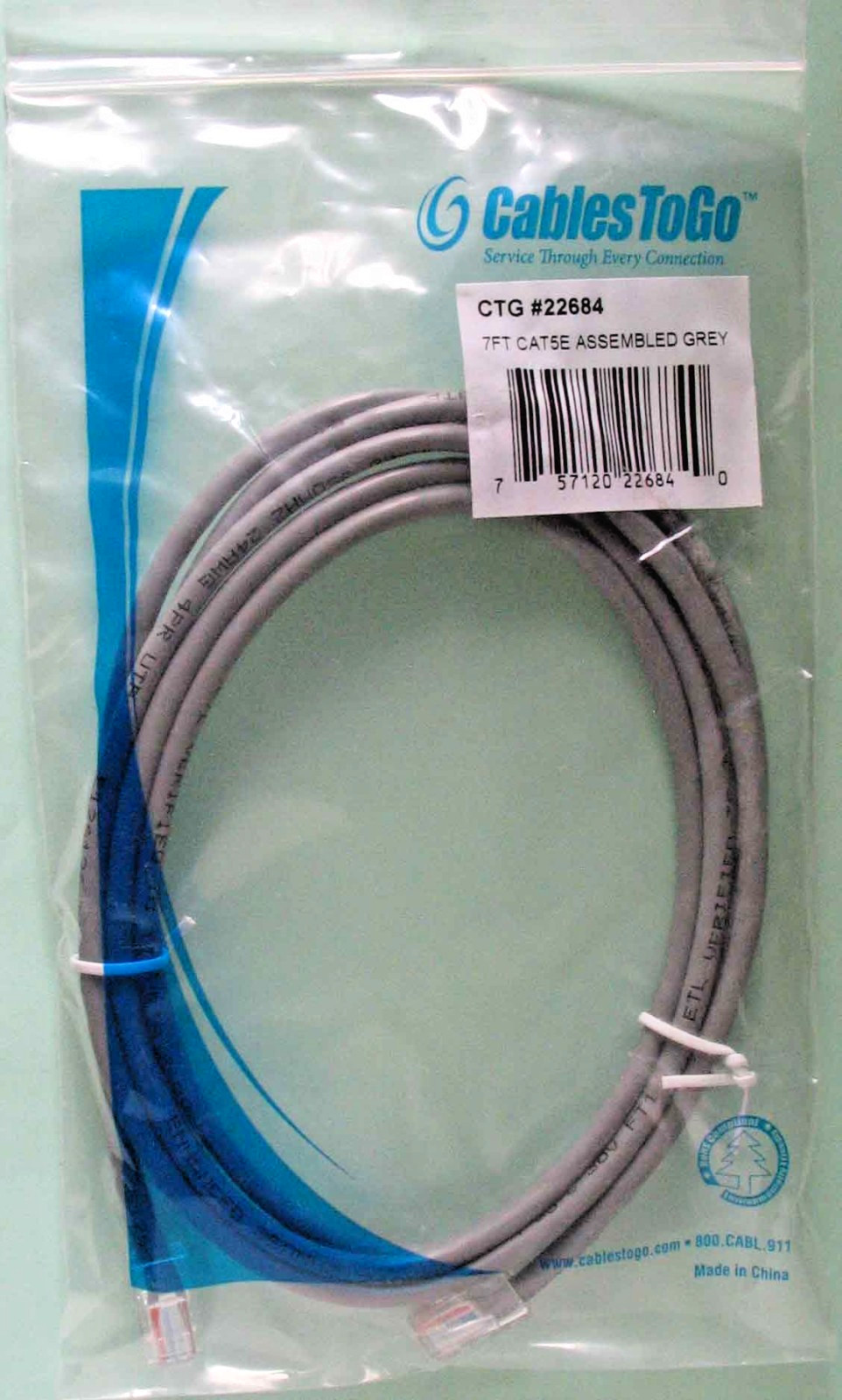 CAT 5E Network Patch Cable Gray 7 ft CTG 22684 QUANTITY DISCOUNTS #92y