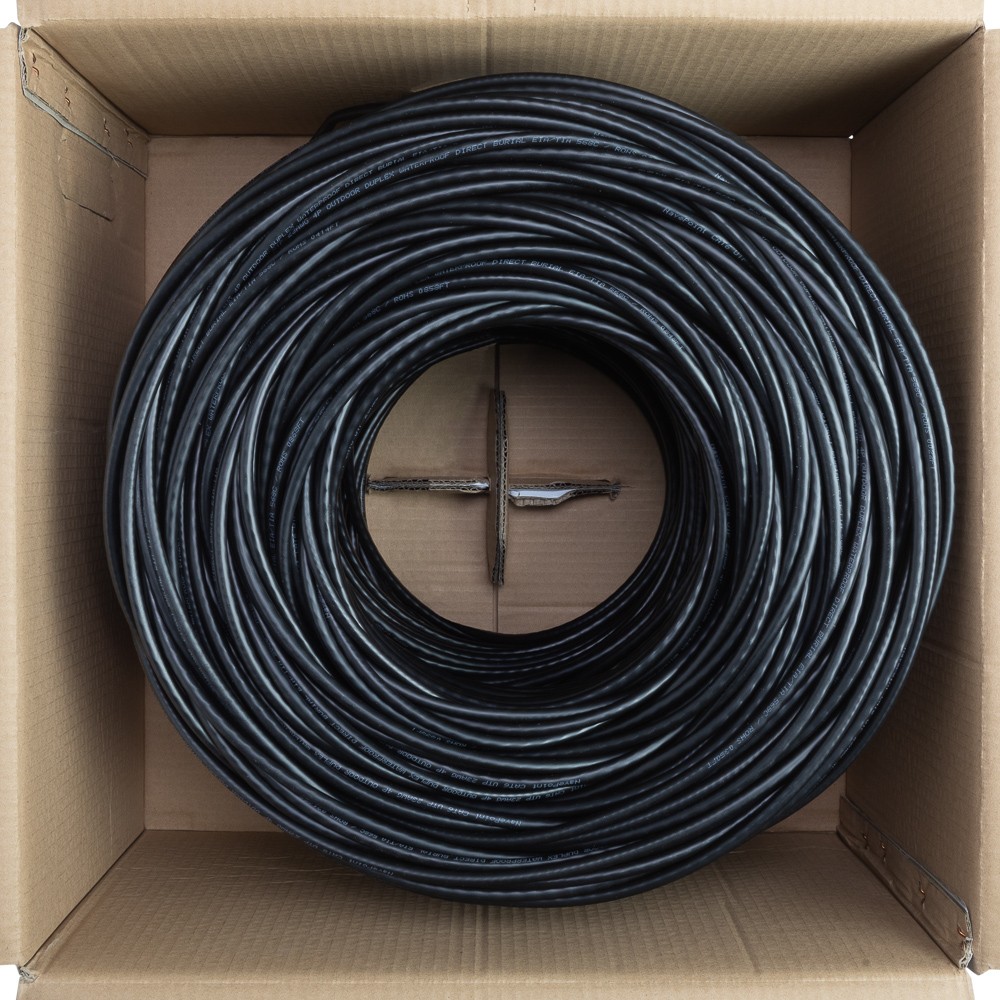 CAT6 500FT UTP Solid CCA Outdoor Direct Burial LDPE Ethernet 23AWG Black